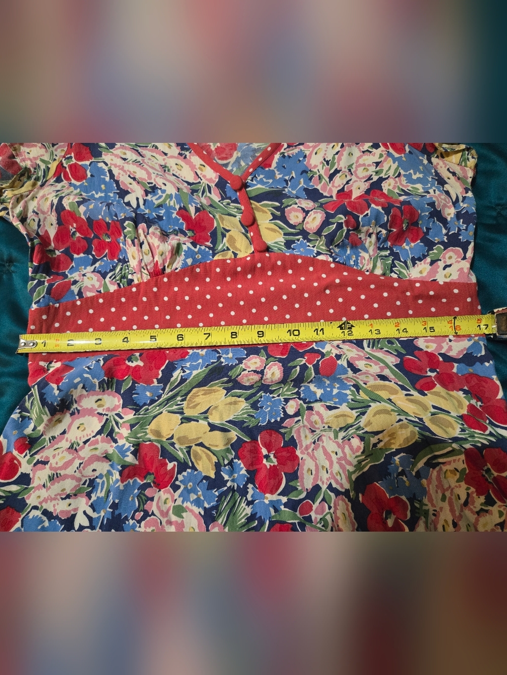 Boden Vintage Tea Dress M 1940's Style Polka Dots Floral - Picture 10 of 10